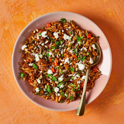 One-Pot Spiced Meat-Free Mince Orzo With Greek Cheese freeshipping - Boxnest